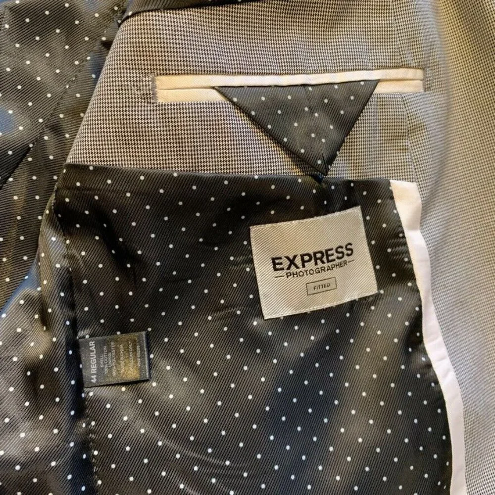 Express Photographer Nailhead Fitted Blazer Sport Jacket Coat‎ 2 Button 44R NWOT